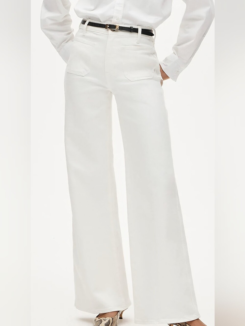 J.Crew Wide-Leg Denim Trouser Jeans White NWT Size 28 High Rise